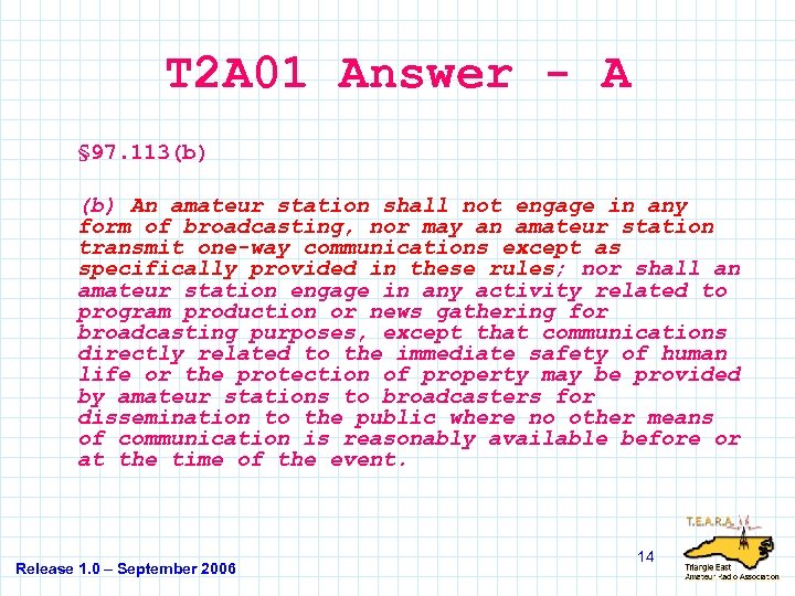 T 2 A 01 Answer - A § 97. 113(b) An amateur station shall