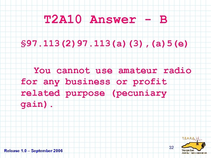 T 2 A 10 Answer - B § 97. 113(2)97. 113(a)(3), (a)5(e) You cannot