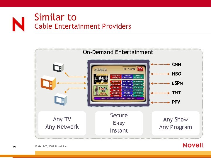 Similar to Cable Entertainment Providers On-Demand Entertainment CNN HBO ESPN TNT PPV Any TV