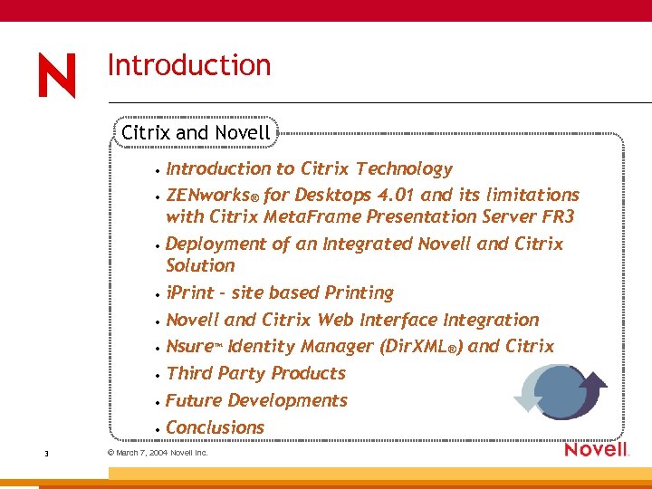 Introduction Citrix and Novell Introduction to Citrix Technology • ZENworks® for Desktops 4. 01