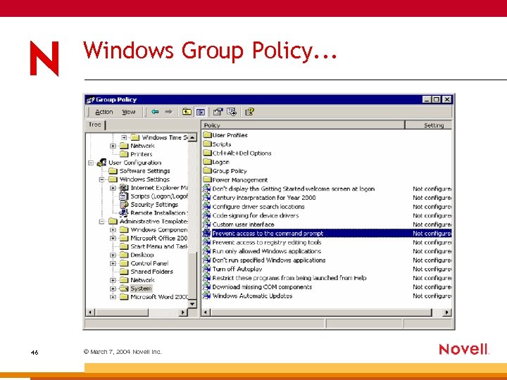 Windows Group Policy. . . 46 © March 7, 2004 Novell Inc. 