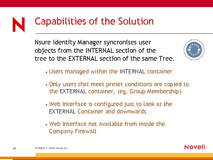 Capabilities of the Solution Nsure Identity Manager syncronises user objects from the INTERNAL section
