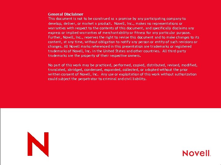 General Disclaimer This document is not to be construed as a promise by any