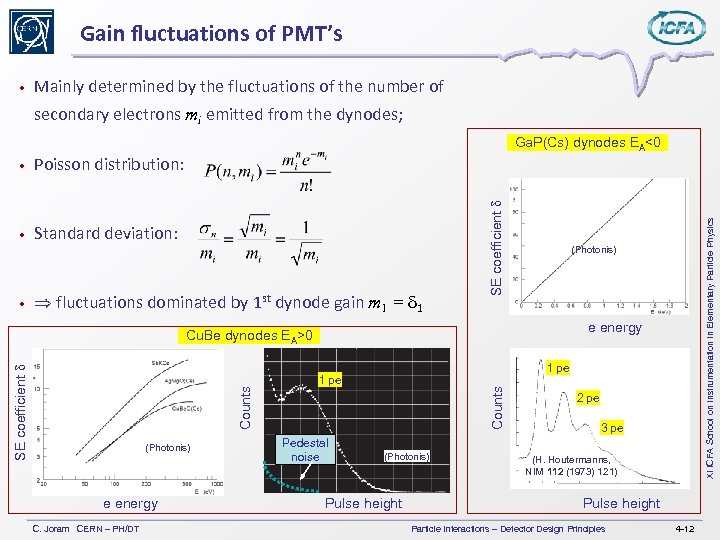 Gain fluctuations of PMT’s • Mainly determined by the fluctuations of the number of