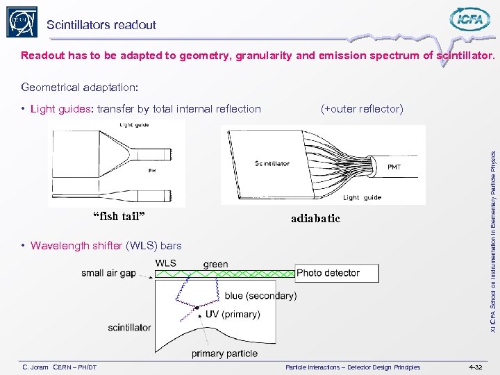 Scintillators readout Readout has to be adapted to geometry, granularity and emission spectrum of