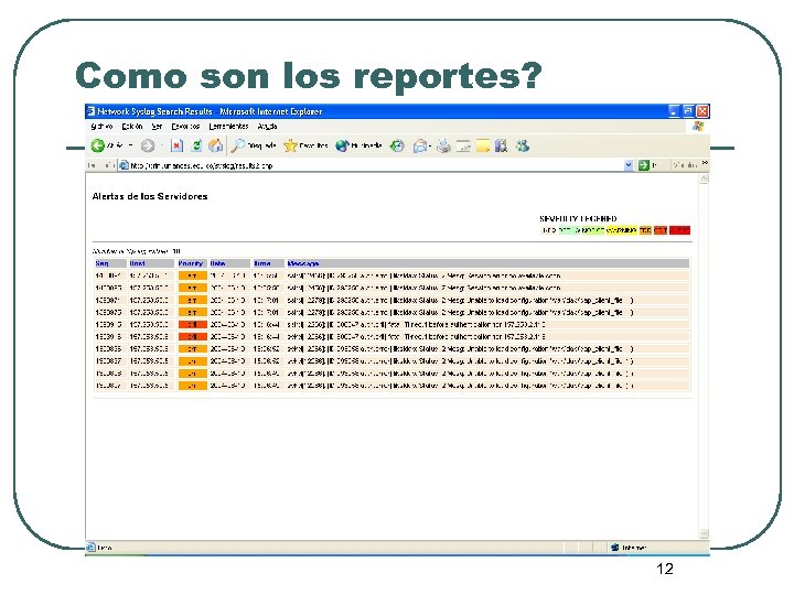 Como son los reportes? 12 