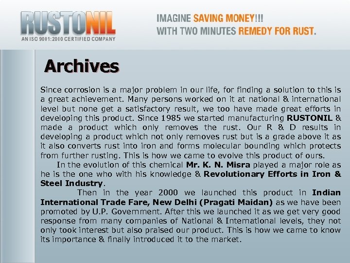 Archives Since corrosion is a major problem in our life, for finding a solution