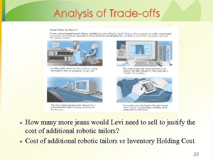 Analysis of Trade-offs · · How many more jeans would Levi need to sell