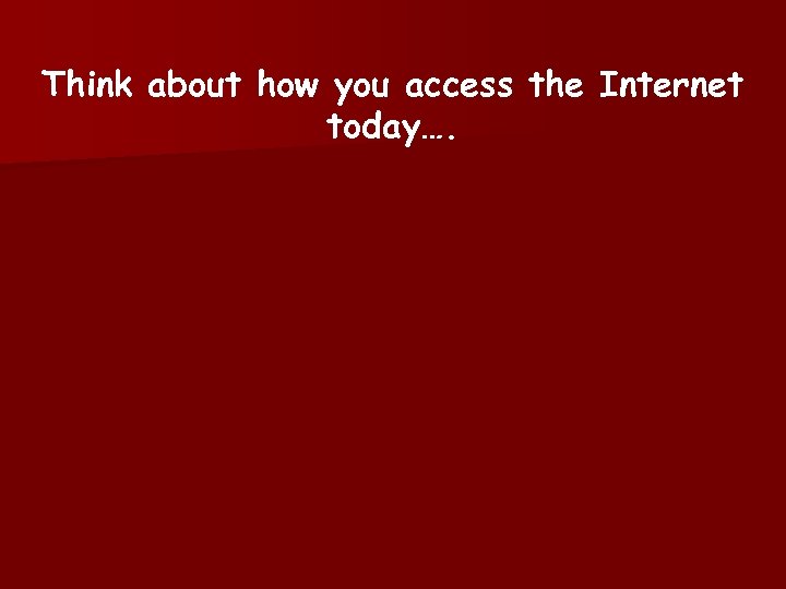 Think about how you access the Internet today…. 