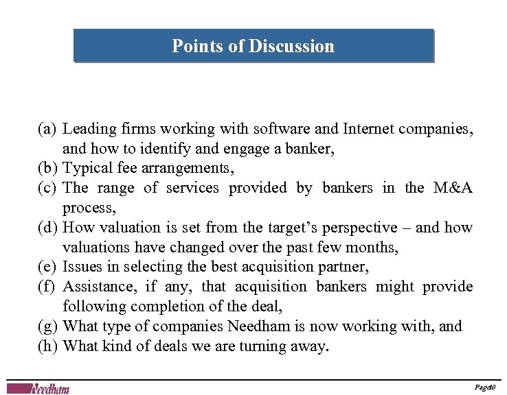 Points of Discussion (a) Leading firms working with software and Internet companies, and how