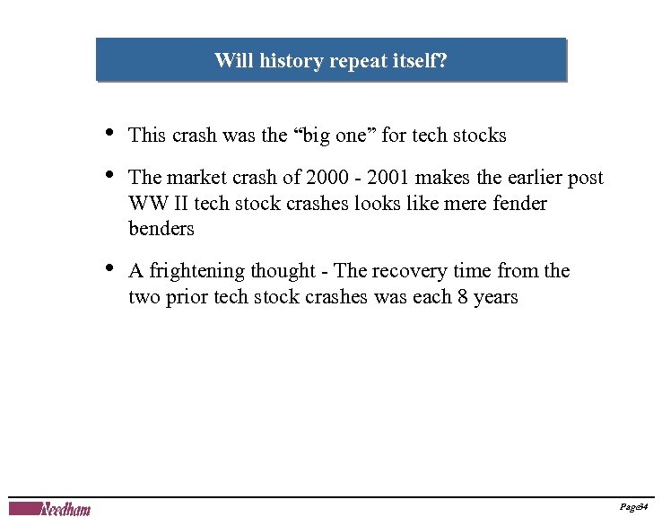 Will history repeat itself? • • This crash was the “big one” for tech