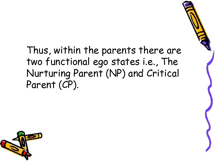 Thus, within the parents there are two functional ego states i. e. , The