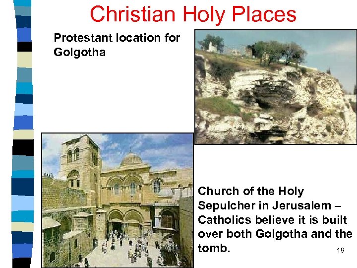 Christian Holy Places Protestant location for Golgotha Church of the Holy Sepulcher in Jerusalem