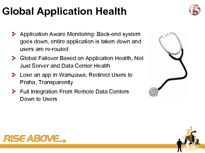 30 Global Application Health Application Aware Monitoring: Back-end system goes down, entire application is