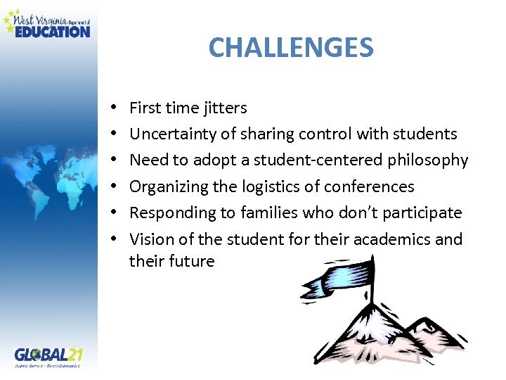 CHALLENGES • • • First time jitters Uncertainty of sharing control with students Need