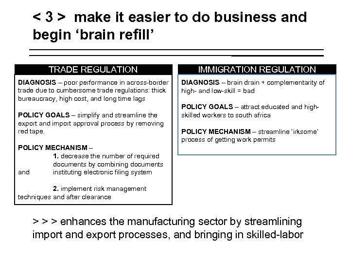 < 3 > make it easier to do business and begin ‘brain refill’ TRADE