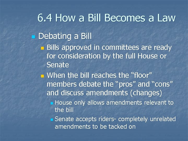 6. 4 How a Bill Becomes a Law n Debating a Bills approved in