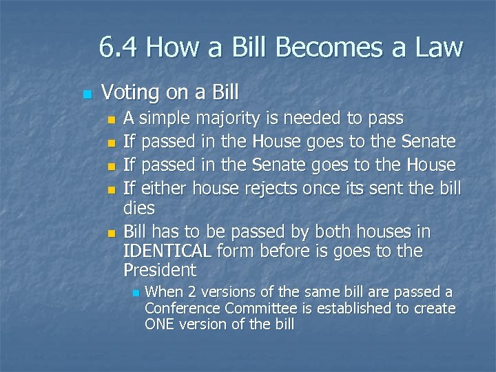 6. 4 How a Bill Becomes a Law n Voting on a Bill n