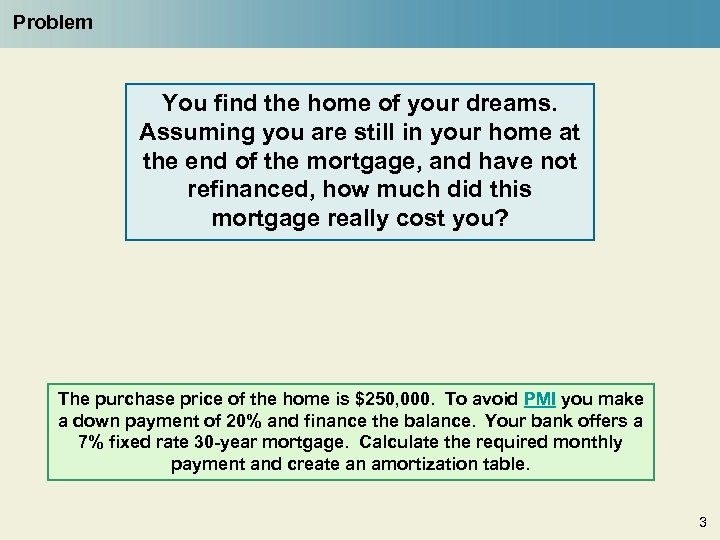 Problem You find the home of your dreams. Assuming you are still in your