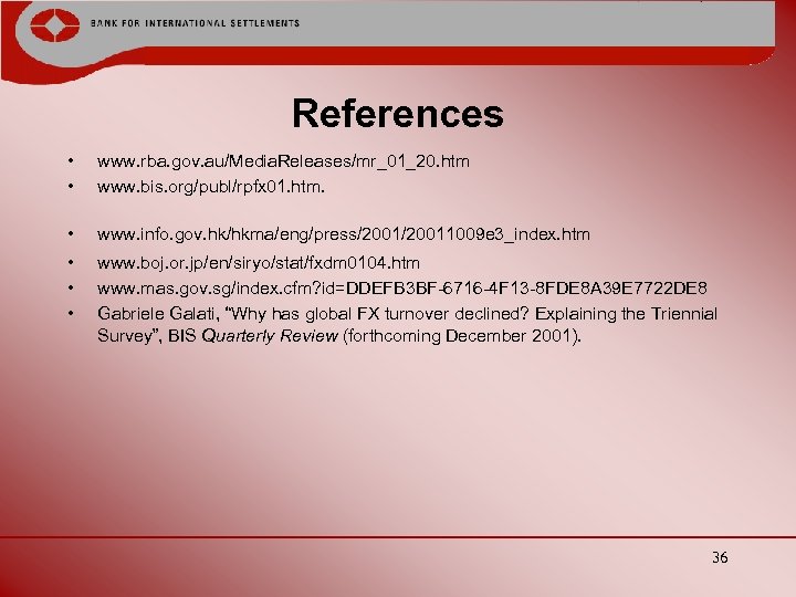 References • • www. rba. gov. au/Media. Releases/mr_01_20. htm www. bis. org/publ/rpfx 01. htm.