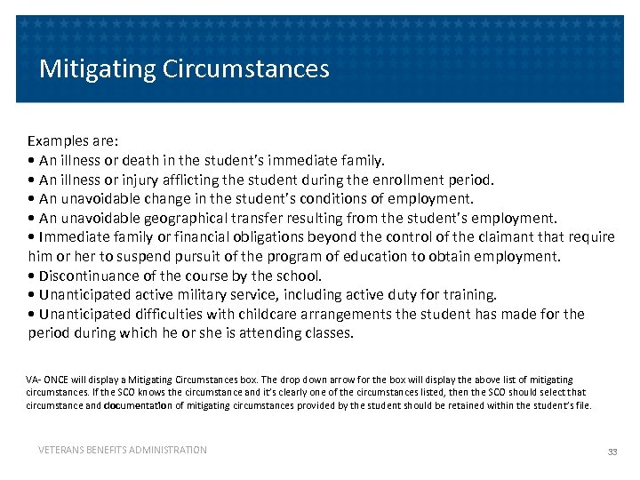 Mitigating Circumstances Examples are: • An illness or death in the student’s immediate family.