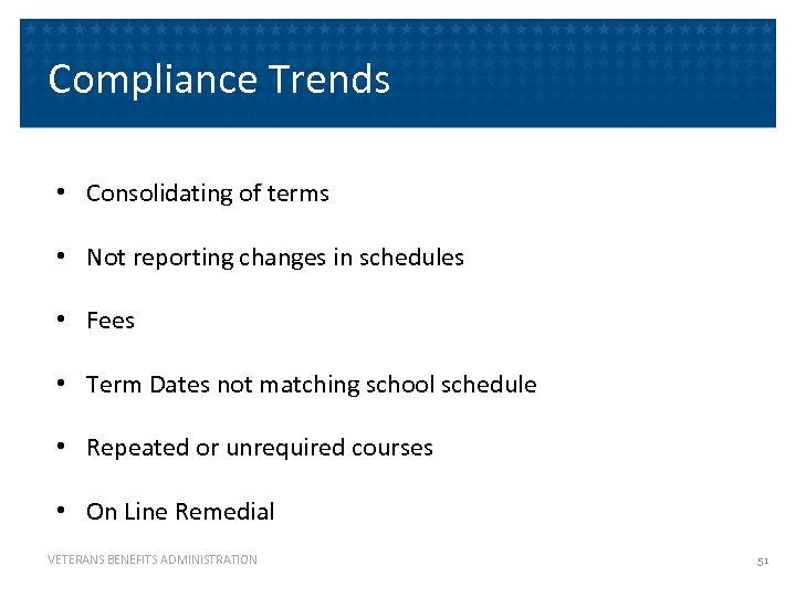 Compliance Trends • Consolidating of terms • Not reporting changes in schedules • Fees