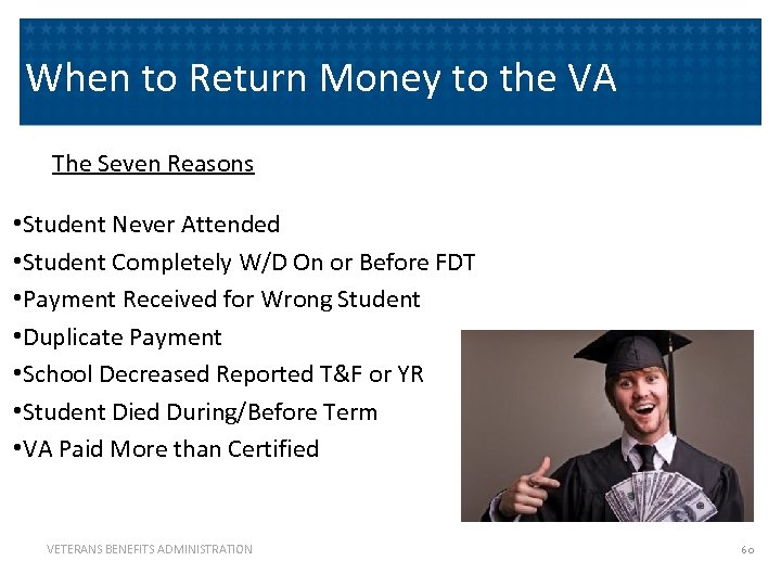 When to Return Money to the VA The Seven Reasons • Student Never Attended