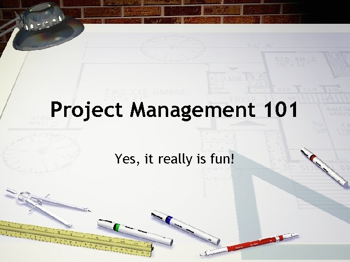 Project Management 101 Yes, it really is fun! 