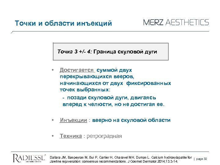 Точки и области инъекций Точка 3 +/- 4: Граница скуловой дуги • Достигается суммой