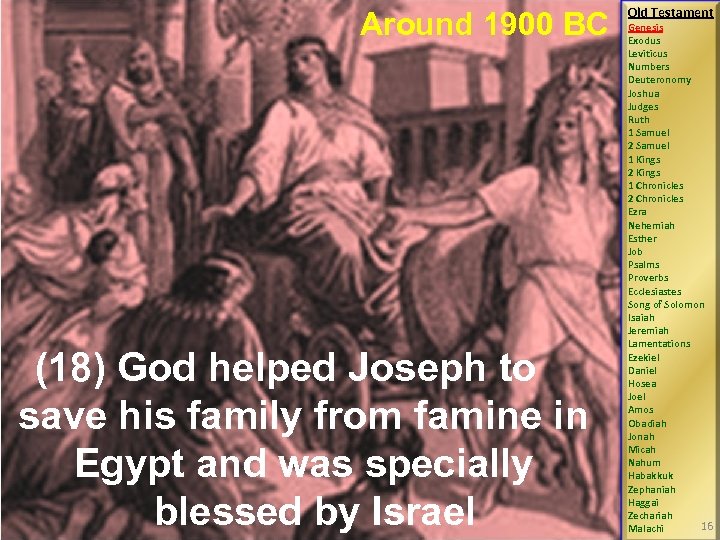 Around 1900 BC (18) God helped Joseph to save his family from famine in