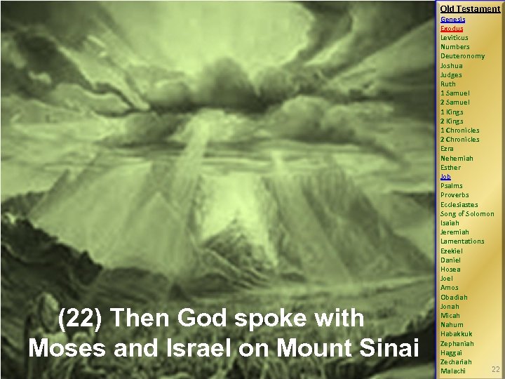 Old Testament (22) Then God spoke with Moses and Israel on Mount Sinai Genesis