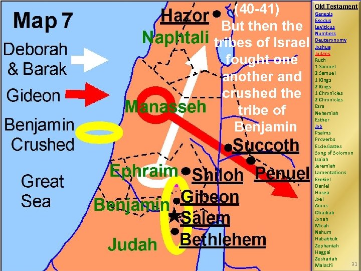 (40 -41) But then the tribes of Israel fought one another and crushed the