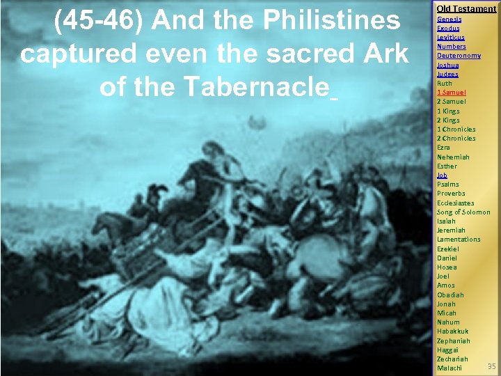 (45 -46) And the Philistines captured even the sacred Ark of the Tabernacle Old