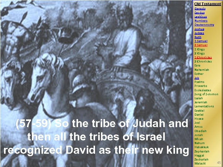 Old Testament (57 -59) So the tribe of Judah and then all the tribes