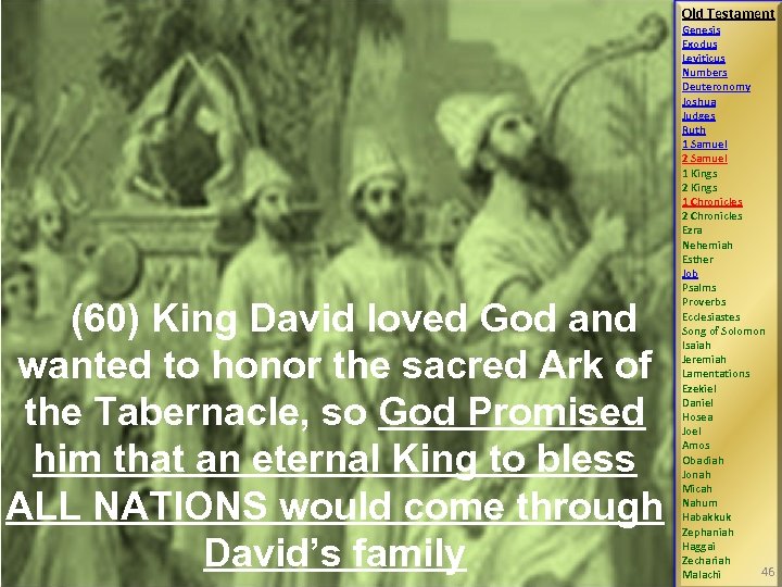 Old Testament (60) King David loved God and wanted to honor the sacred Ark