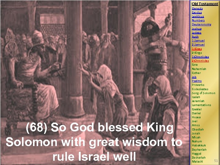 Old Testament (68) So God blessed King Solomon with great wisdom to rule Israel