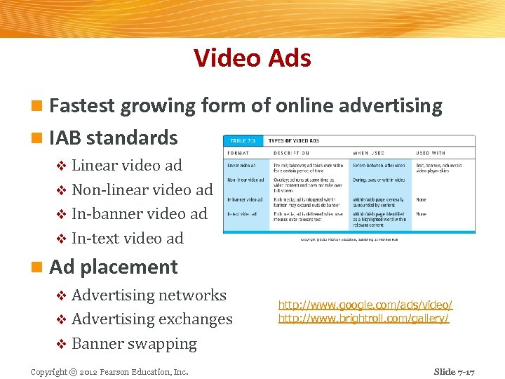 Video Ads n Fastest growing form of online advertising n IAB standards v Linear