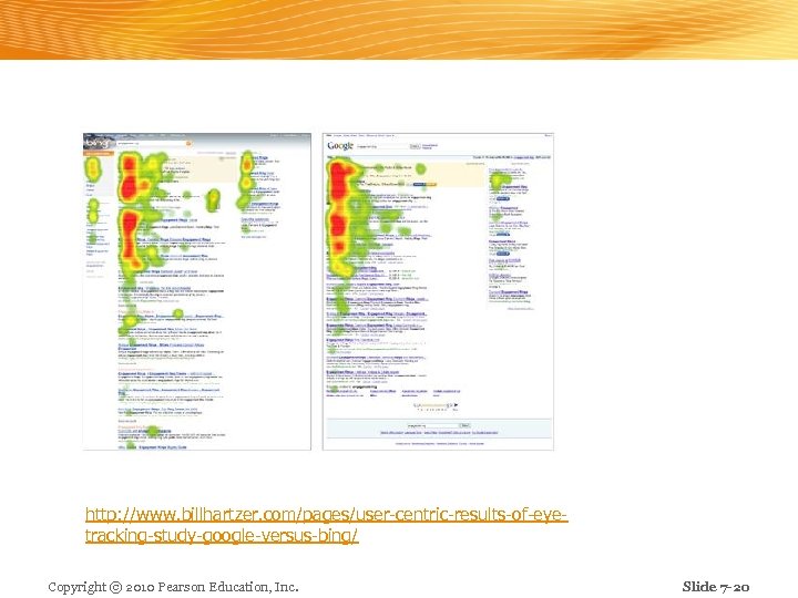 http: //www. billhartzer. com/pages/user-centric-results-of-eyetracking-study-google-versus-bing/ Copyright © 2010 Pearson Education, Inc. Slide 7 -20 
