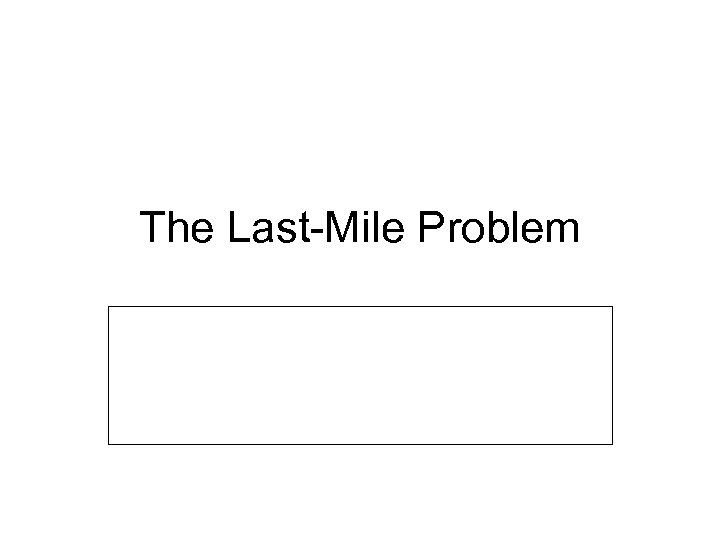 The Last-Mile Problem 