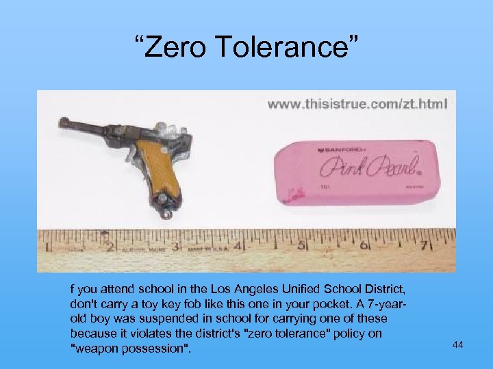 “Zero Tolerance” f you attend school in the Los Angeles Unified School District, don't