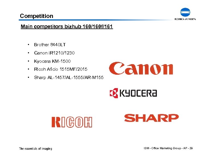 Competition Main competitors bizhub 160/160 f/161 • Brother 8440 LT • Canon i. R