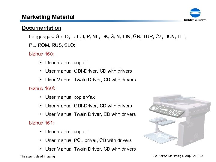 Marketing Material Documentation Languages: GB, D, F, E, I, P, NL, DK, S, N,