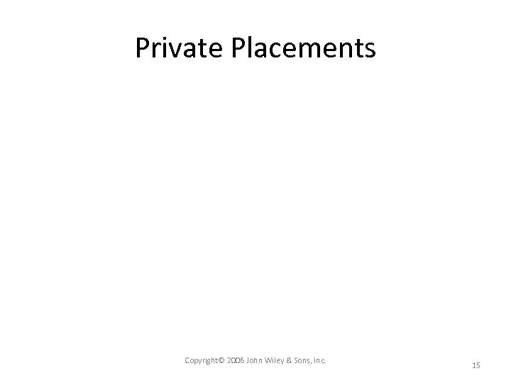 Private Placements Copyright© 2006 John Wiley & Sons, Inc. 15 