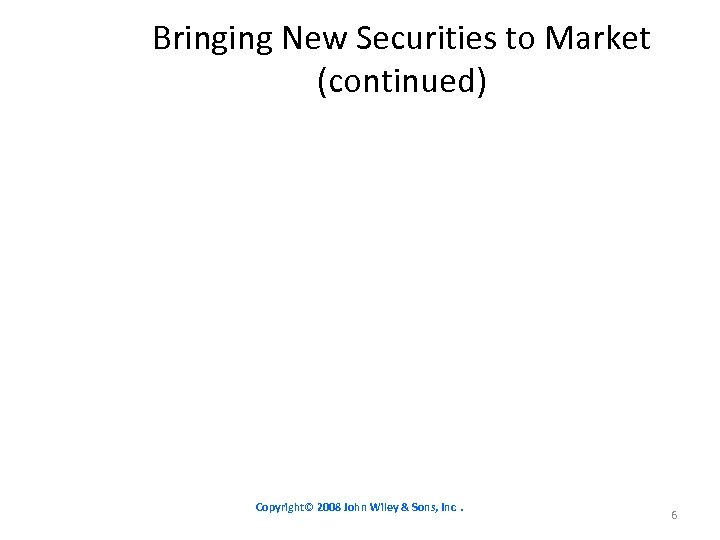 Bringing New Securities to Market (continued) Copyright© 2008 John Wiley & Sons, Inc. 6