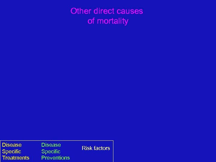 Other direct causes of mortality Disease Specific Treatments Disease Specific Preventions Risk factors 