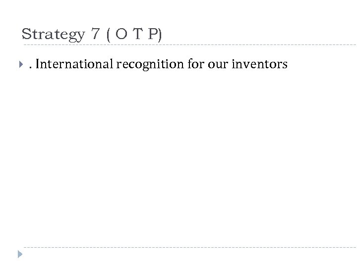 Strategy 7 ( O T P) . International recognition for our inventors 