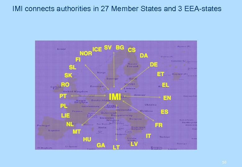 IMI connects authorities in 27 Member States and 3 EEA-states 56 
