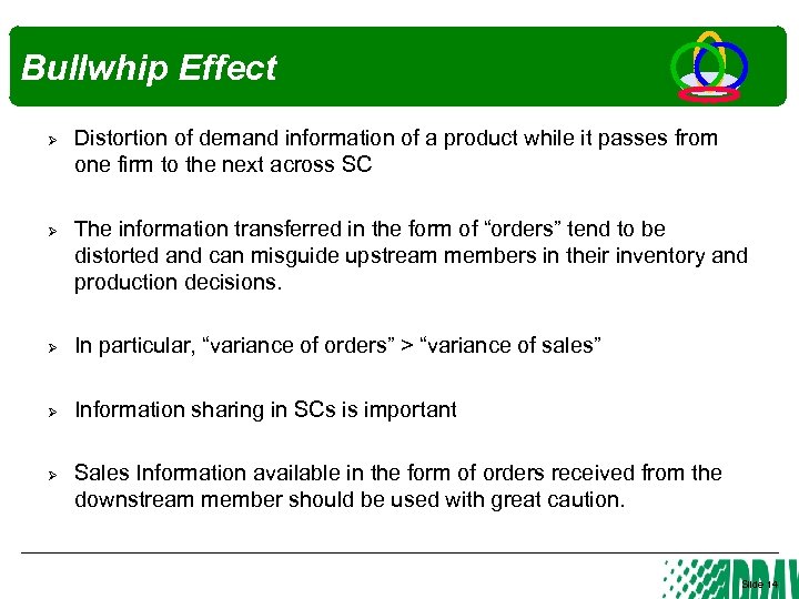 Bullwhip Effect Ø Ø Ø Distortion of demand information of a product while it