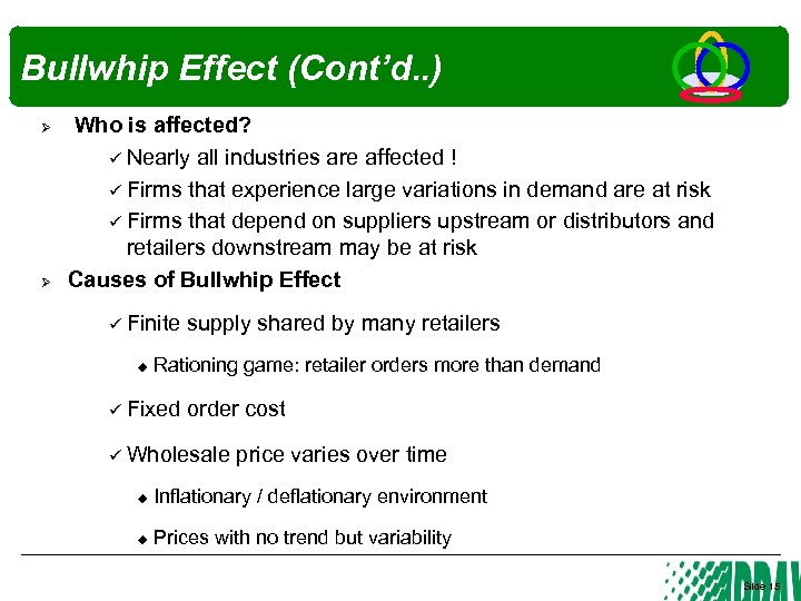 Bullwhip Effect (Cont’d. . ) Ø Ø Who is affected? Nearly all industries are