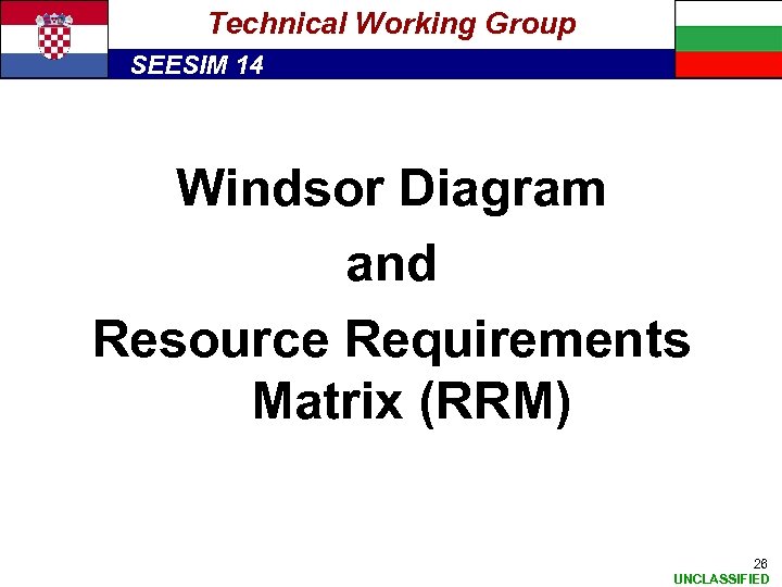 Technical Working Group SEESIM 14 Windsor Diagram and Resource Requirements Matrix (RRM) 26 UNCLASSIFIED